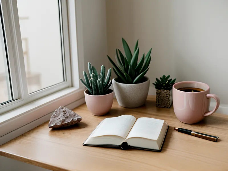 A skeptic's low-key new moon ritual for love manifestation — a candle and an open journal on a plain desk