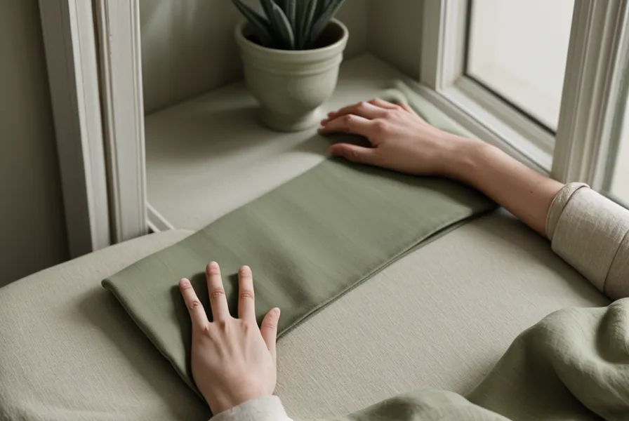 Hands arranging texture and color swatches into a love manifestation mood board of visual cues