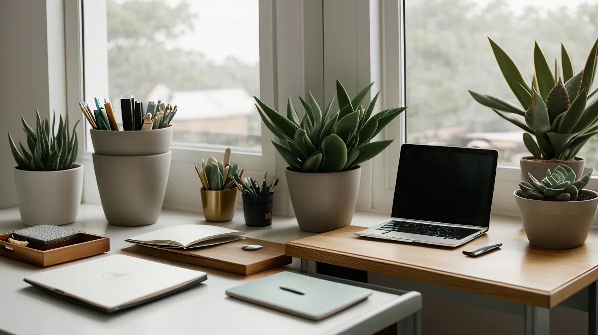 Graphic designer's love manifestation story setup in Austin — notebook beside a laptop