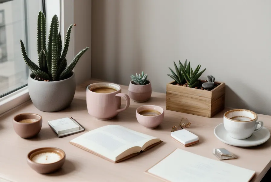 notebook and a cold coffee cup on a desk, a graphic designer's daily manifestation practice for love and dating mindset