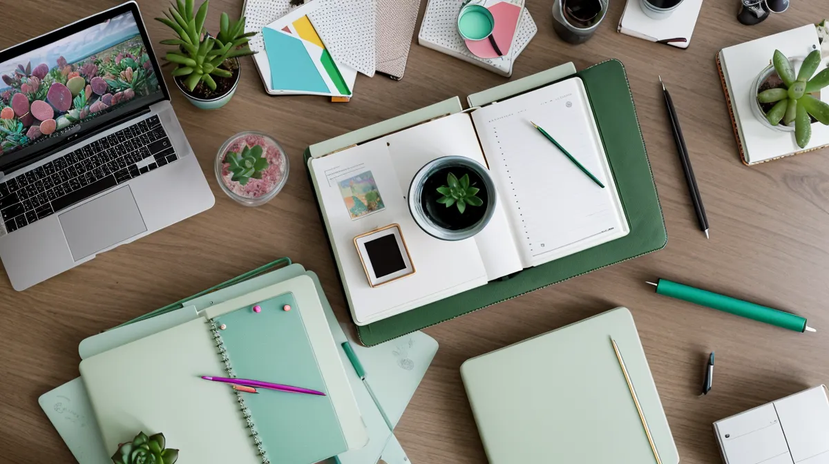 A soulmate sketch beside a manifestation journal on a desk — a skeptical Austin designer's visualization setup