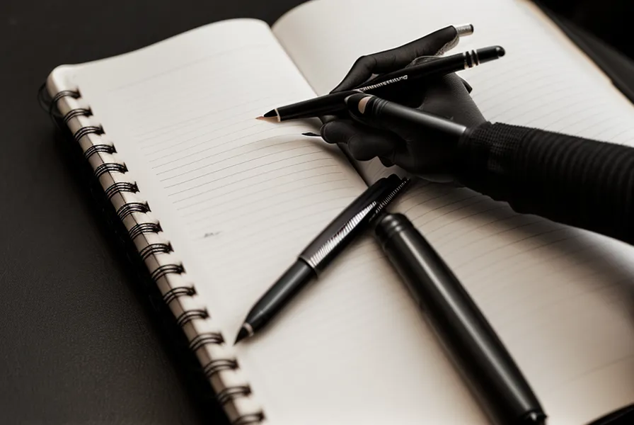A graphic designer journaling notes from a manifestation practice with a Micron pen, part of a dating mindset reflection routine
