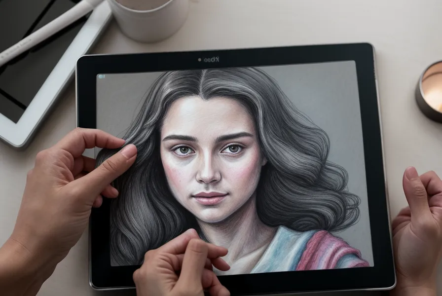 A Tina Aldea soulmate sketch open on a tablet next to a journal during a love manifestation session